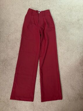 SO Wide Leg High-Rise Pants in Deep Red